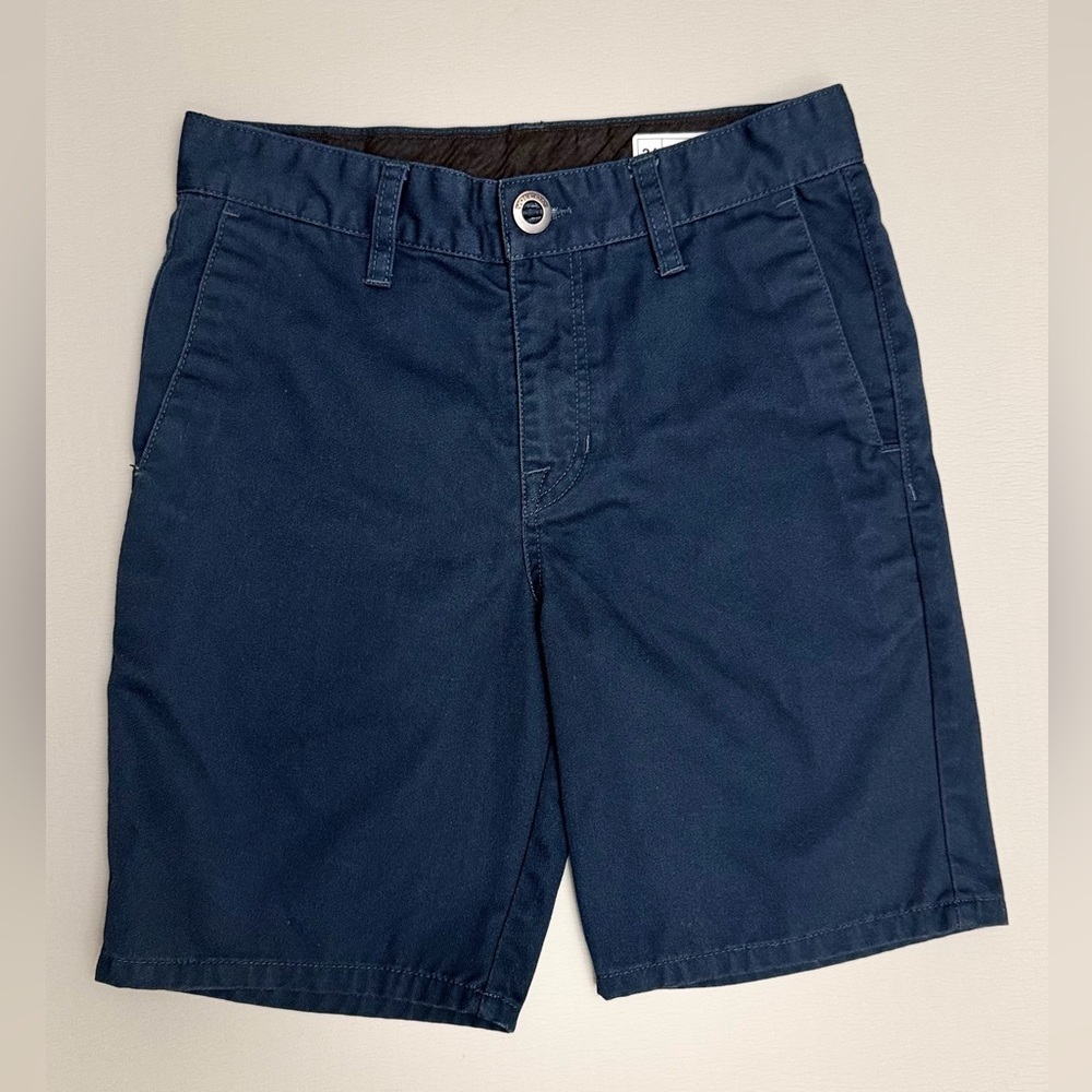 Volcom Kids Dark Blue Flat Front Shorts Boys 26